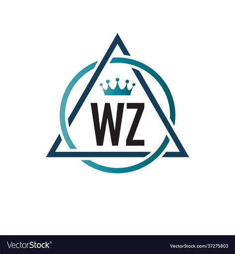 Initial Letter Wz Circle Triangle Logo Design Vector Image