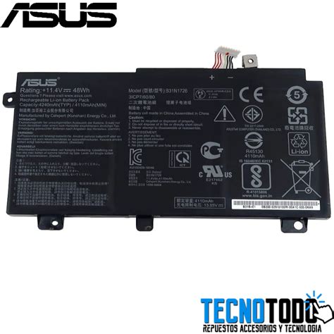 BATERIA ASUS TUF FX505 ORIGINAL 3 CELDAS B31N1726 Tecno Todo