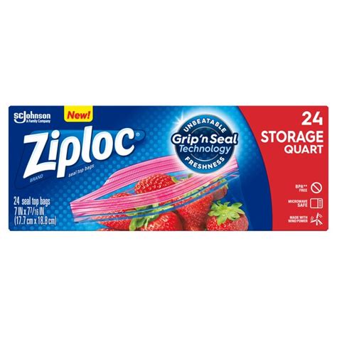 Ziploc Storage Bags Quart 24 Ct Instacart