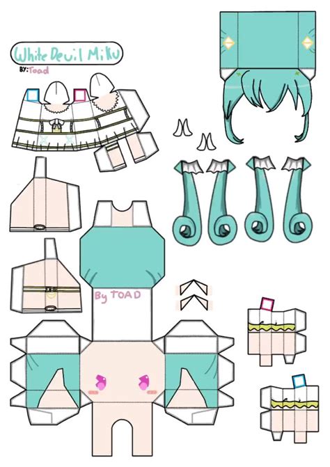 White Devil Miku Papercraft In 2024 Paper Toys Template Paper Doll