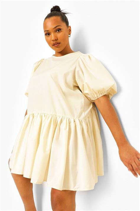 Plus Cotton Puff Sleeve Tiered Smock Dress Dresses To Wear To A