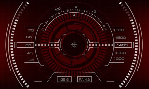 Tampilan Layar Antarmuka Scifi Hud Bahaya Merah Desain Geometris