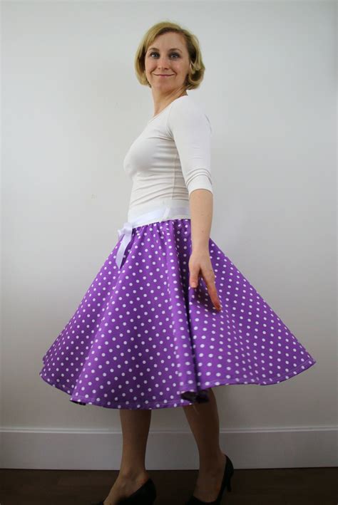 Purple Polka Dot Full Circle Skirt Swing Skirt S Skirt Women