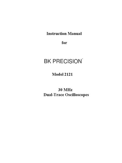 Bk Precision Instruction Manual For Pdf High Voltage Electronics