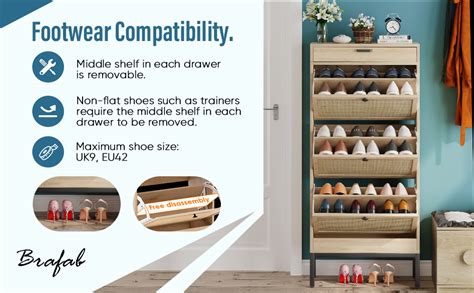 Amazon Brafab Freestanding Shoe Cabinet With Flip Drawers