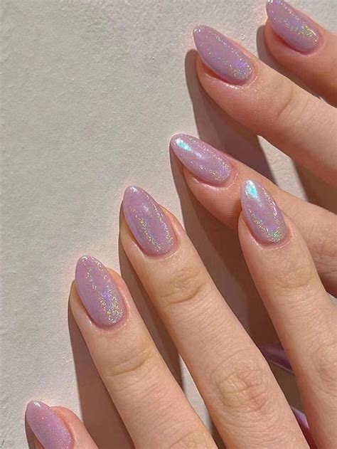 Upgrade Your Look With 24pcs Long Almond Glitter Full Cover Fake Nail