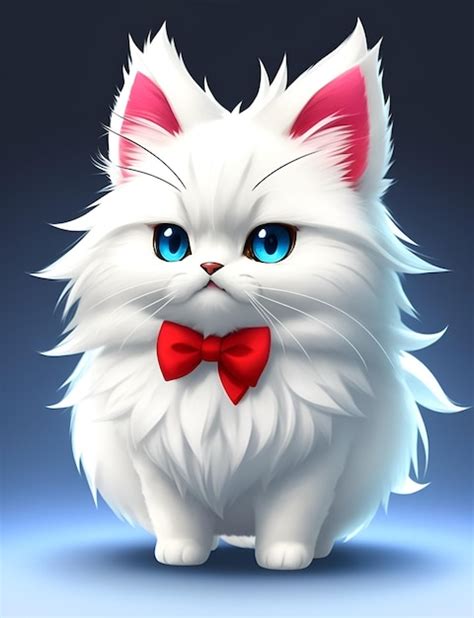 Premium Ai Image A White Cat With A Red Bow Tie