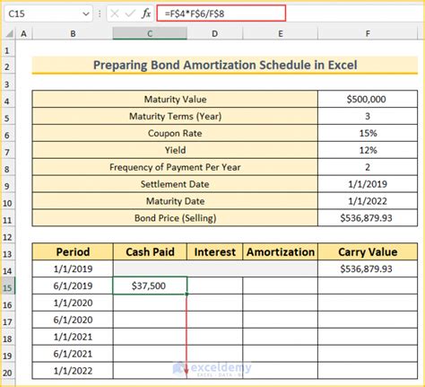 Preparing Bond Amortization Schedule In Excel With Easy Steps