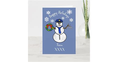 Policeman Snowman Christmas Card Dept Or Personal Zazzle