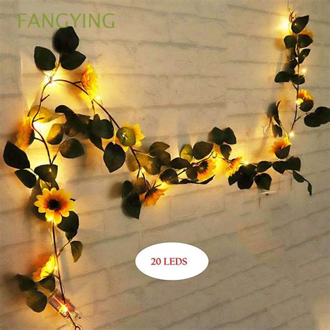 Fangying Fio De Claro Led Em Formato De Girassol Verde Folha De