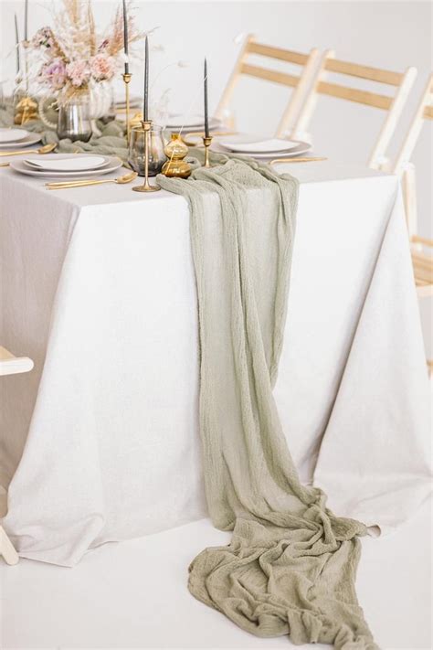 Sage Green Boho Wedding Cheesecloth Table Runner Wedding Arch Tape