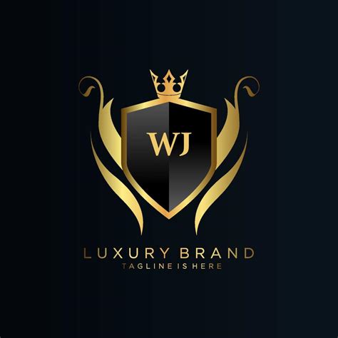 WJ Letter Initial With Royal Template Elegant With Crown Logo Vector