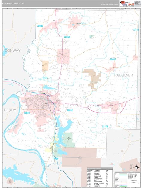 Faulkner County, AR Wall Map Premium Style by MarketMAPS - MapSales