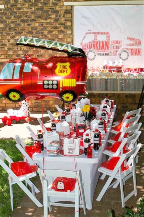 Fire Truck Firefighter Birthday Party Ideas Photo 2 Of 70 Fire