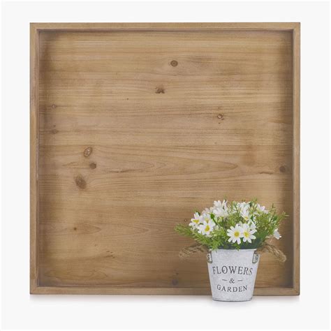 Hanobe Plateau de Service XXL Grand Carré Plateau en Bois Decoratif