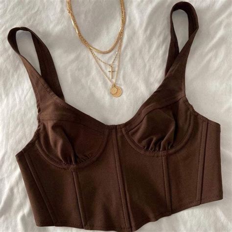 Brown Corset Top Y2k Top Bustier Corset Top Etsy