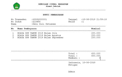 Contoh Kwitansi Pembayaran Spp Sekolah Contoh Surat Pemberitahuan The