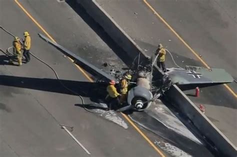 Vintage Wwii Plane Crashes On Freeway Bursts Into Flames