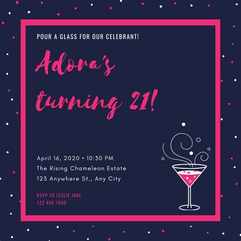 Free, custom printable 21st birthday invitation templates | Canva