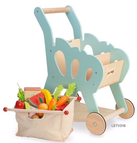 wooden toy shopping trolley  le toy van shopping trolley wooden