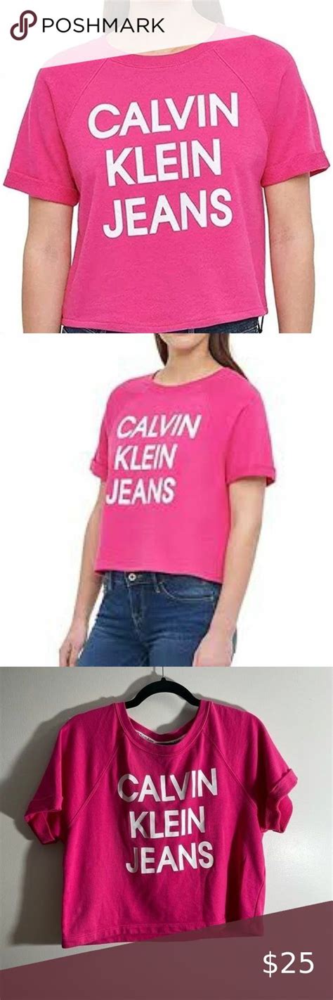 Calvin Klein Hot Pink French Terry Logo Top Medium Print Logo Logo