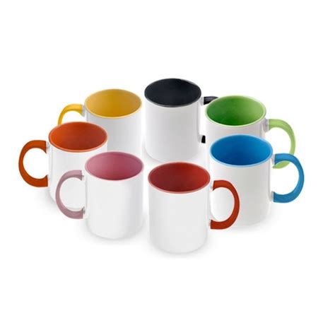 Taza Cer Mica Blanca Con Interior Y Asa De Color Sin Caja Raillo Es