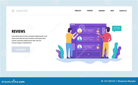 Molde Do Projeto Do Web Site Do Vetor Revisões E Avaliação De Cliente