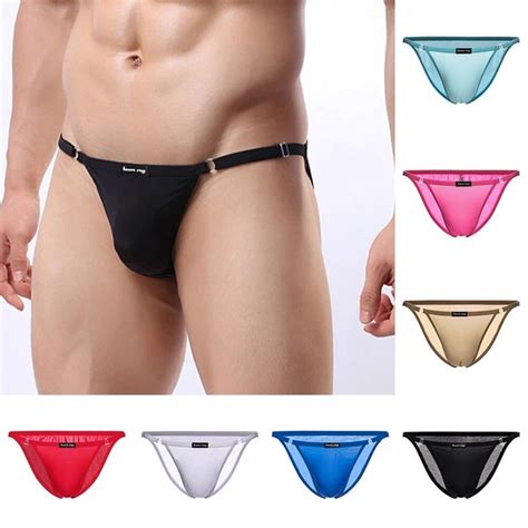 Hommes Glace Soie Slips G String Sexy Bikini String Micro Maille Pur Poche Eur Picclick Fr