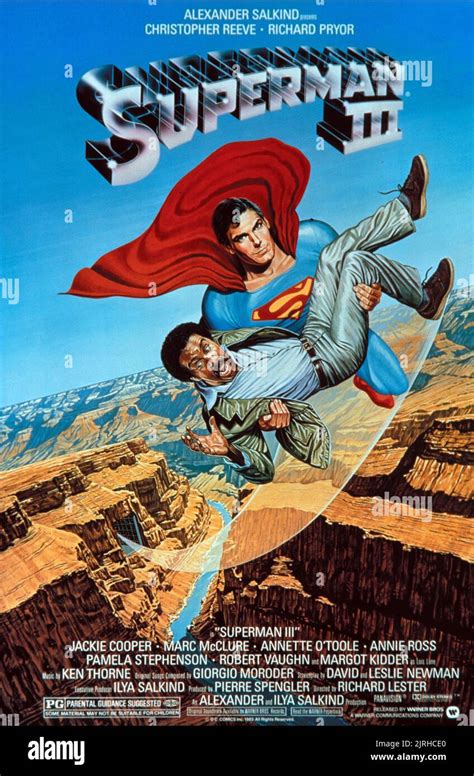 Richard Pryor Christopher Reeve Poster Superman Iii 1983 Stock Photo