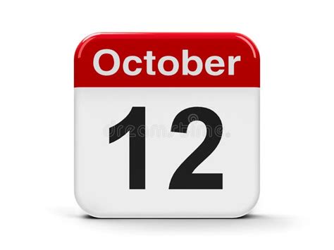 12th October Calendar Icon October 12 Calendar Date Month Icon Vector