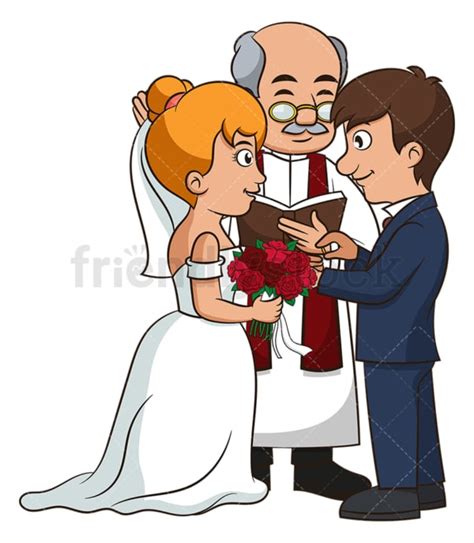 Couple Getting Married Cartoon Clipart Vector Friendlystock