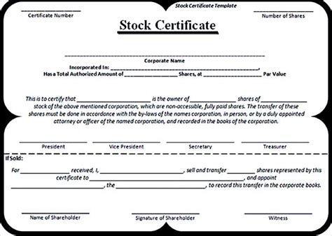 Stock Certificate Template Free in Word and PDF