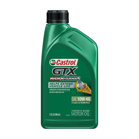 Castrol Gtx High Mileage W Synthetic Blend Motor Oil Quart