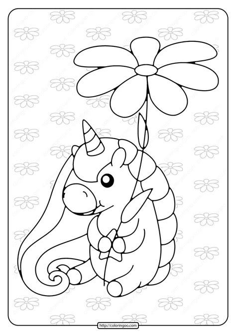 Printable Unicorn Holding A Flower Coloring Page Unicorn Coloring