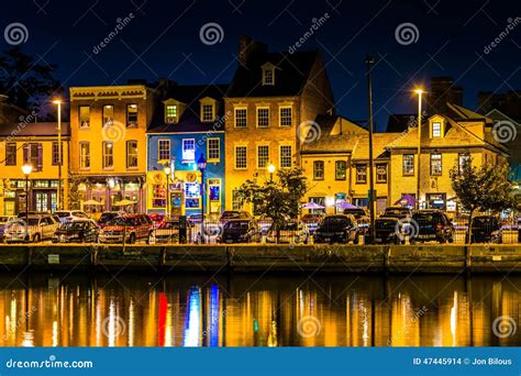 Shops And Restaurants At Night In Fells Point Baltimore Maryland