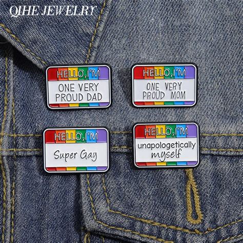LGBT Rainbow Enamel Pin Badge Hello I M Super Gay Brooch Jewelry Custom