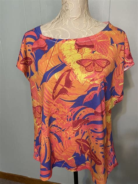 Guy Harvey Womens Tropical Butterfly Multicolor Shirt Size Medium Ebay