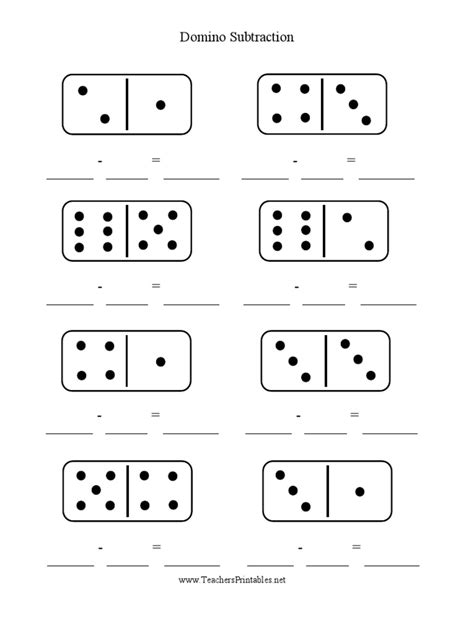 Domino Subtraction Worksheet | PDF