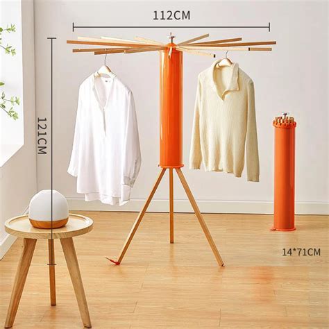 Foldable Drying Rack Floor Solid Wood Stable Clothes Pole