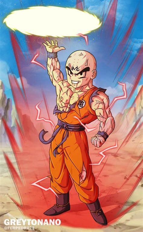 Majin Krillin With Kaioken By Greytonano Dbz Dragon Ball Art Goku