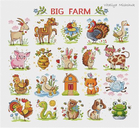 Baby Animals Cross Stitch Pattern PDF Farmhouse Cute Baby Room - Etsy