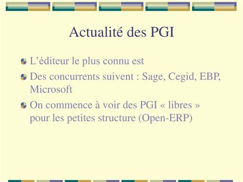 Ppt Pgi Progiciel De Gestion Int Gr Ou Erp Entreprise