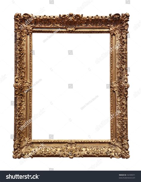 Ornate Baroque Gold Frame Isolated Over A White Background Stock Photo