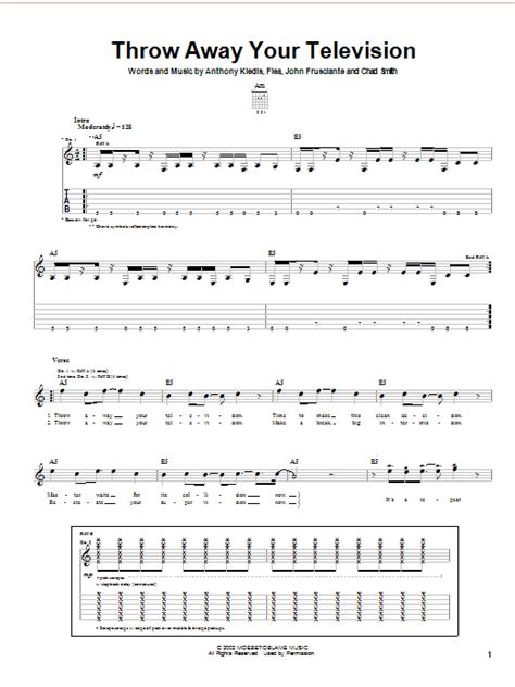 Throw Away Your Television By Red Hot Chili Peppers Guitar Tab Guitar Instructor