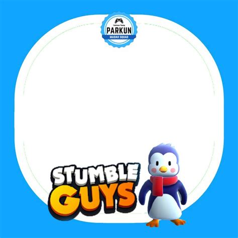 An Image Of A Penguin With The Words Stumble Guys On It S Back Ground