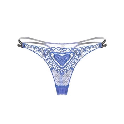 Femmes Floral Broderie Maille Sheer Culottes Sous V Tements Lingerie Slips Strings N Bleu