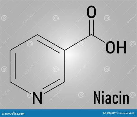 Vitamin B Or Niacin Molecule Skeletal Formula Stock Vector