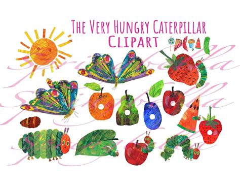 The Very Hungry Caterpillar Clipart PNG Transparent Digital Download - Etsy