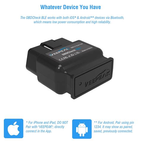 Veepeak OBDCheck BLE Bluetooth OBD II Scanner Auto Diagnostic Scan Tool