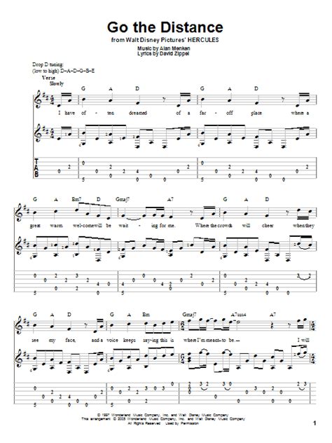 Go The Distance Guitar Tab By Michael Bolton Guitar Tab 82983